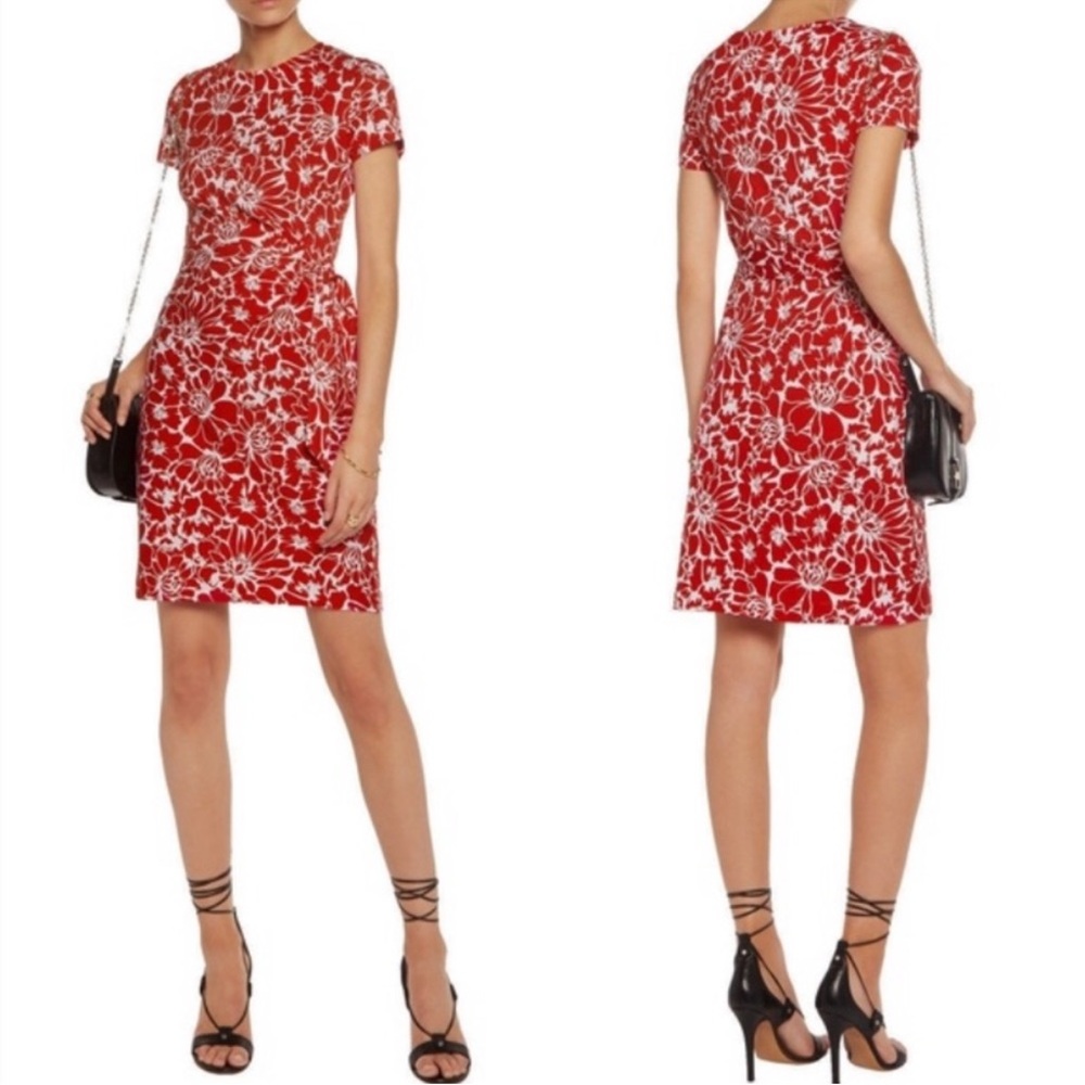 Diane Von Furstenberg Red and White Floral Mini Dress